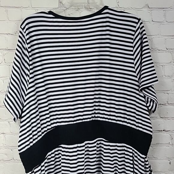 NEW Torrid Black White Striped Jersey Smocked Waist T-Shirt Dress Plus Size 4X - Picture 4 of 12